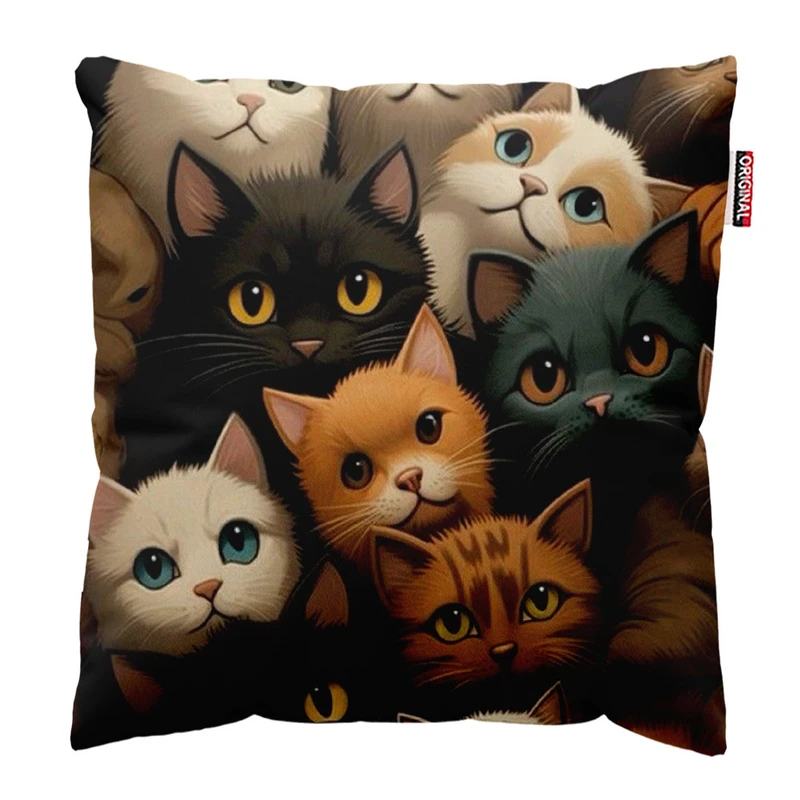   کوسن پاد آفرین طرح گربه های بامزه کد 1910 سایز 30*30 سانتی متر