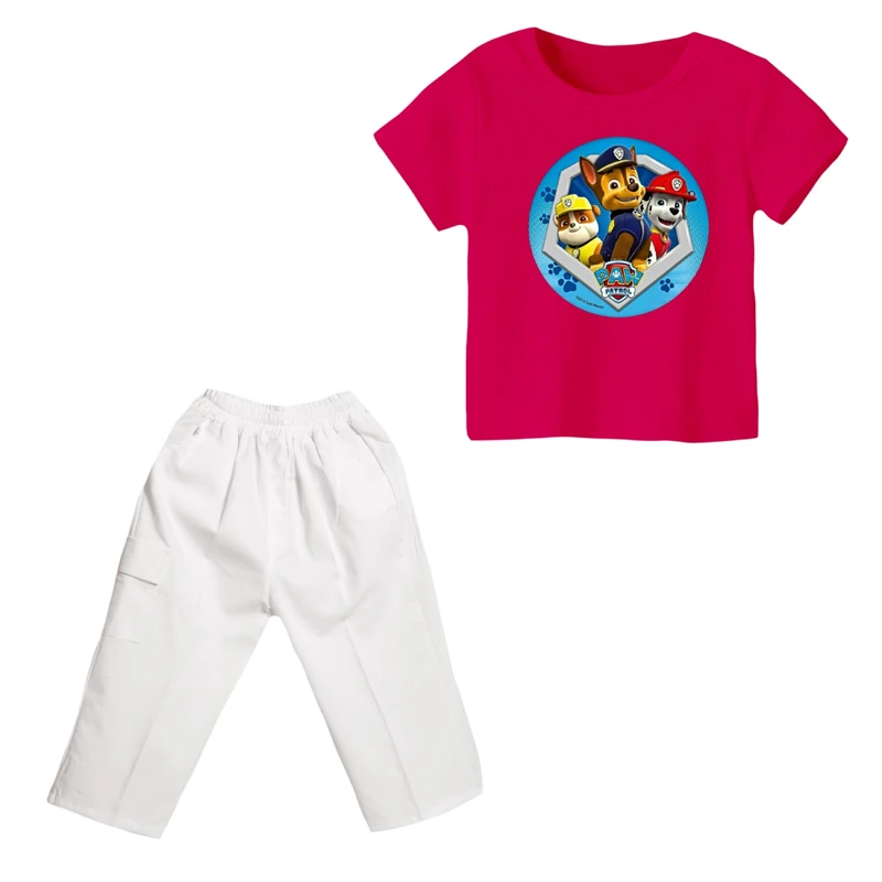 ست تی شرت و شلوارک دخترانه مدل سگ نگهبان کد ۴