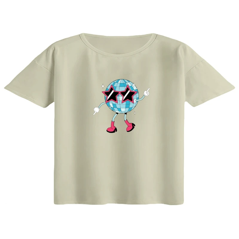 کراپ تی‌شرت آستین کوتاه زنانه مدل دیسکو