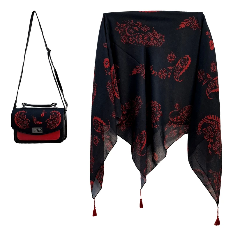 ست کیف و روسری زنانه مدل ترمه کد 2216