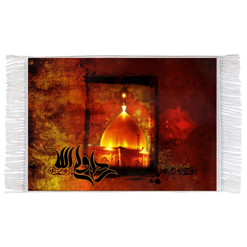 فرش ماشینی دیوارکوب اطلس آبی طرح علی ولی الله مدل T4180