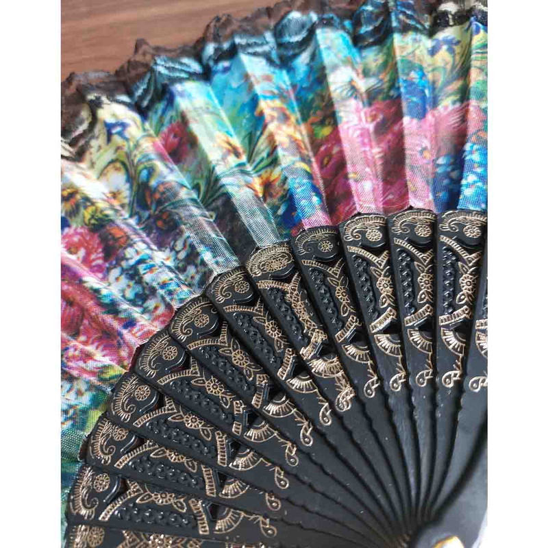 بادبزن دستی طرح گل کد BB7