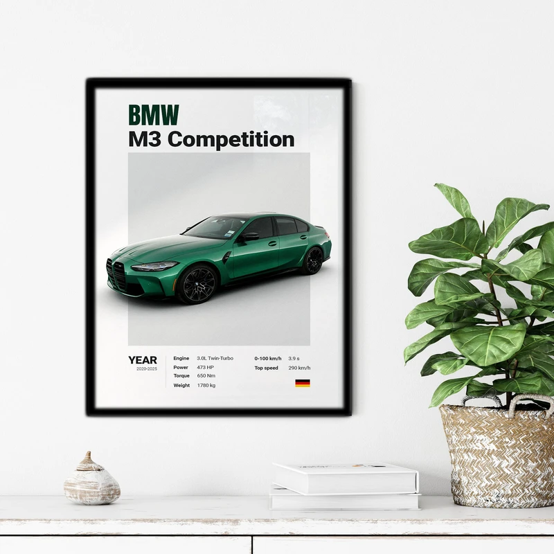 تابلو آتریسا طرح ماشین BMW مدل ATC17 فریم مشکی