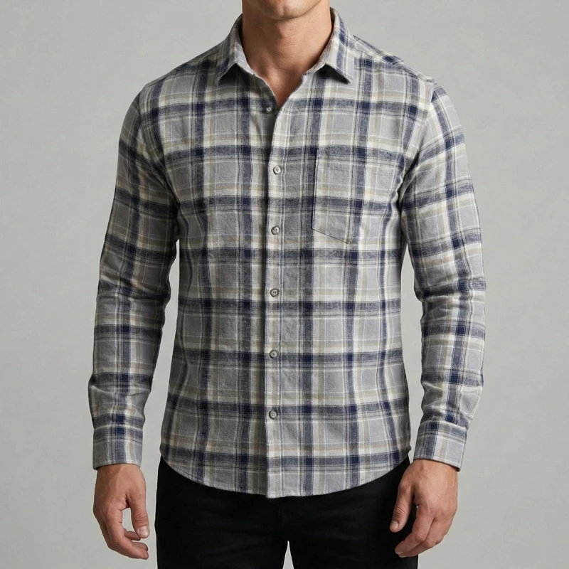 پیراهن آستین بلند یقه ایستاده مردانه مدل s21