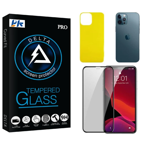 محافظ صفحه نمایش سرامیکی پی کی مدل Delta  مناسب برای گوشی موبایل اپل iPhone 12 Pro Max  به همراه محافظ پشت گوشی