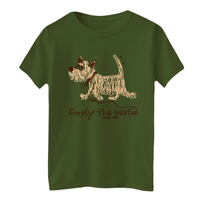 تی‌شرت آستین کوتاه لانگ بچگانه مدل سگ نقاشی