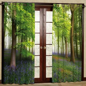 پرده طرح جنگل سبز مدل مخمل پانچی کد 2_1088 W سایز 140x202 سانتی متر