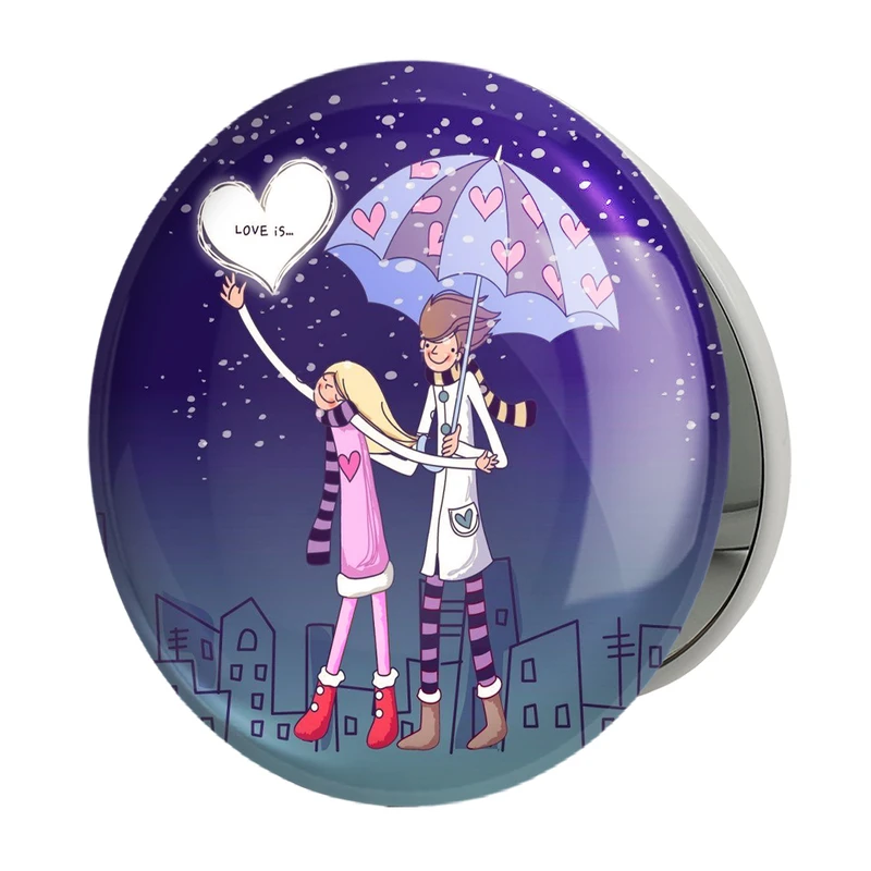 آینه جیبی خندالو طرح عاشقانه مدل تاشو کد 27125 