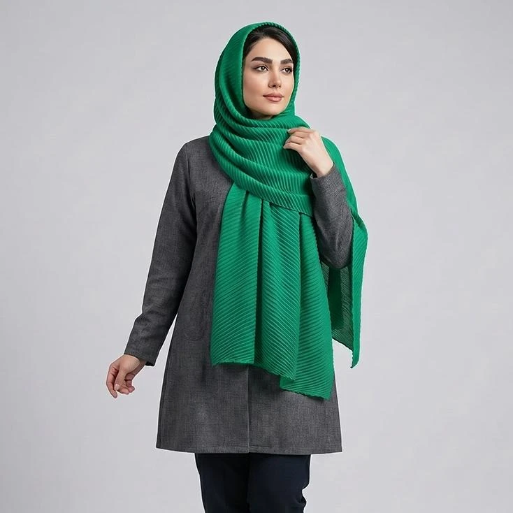 شال زنانه مدل پلیسه ساده کد 9501