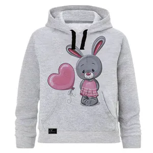 هودی دخترانه مدل خرگوش کد J28 رنگ طوسی