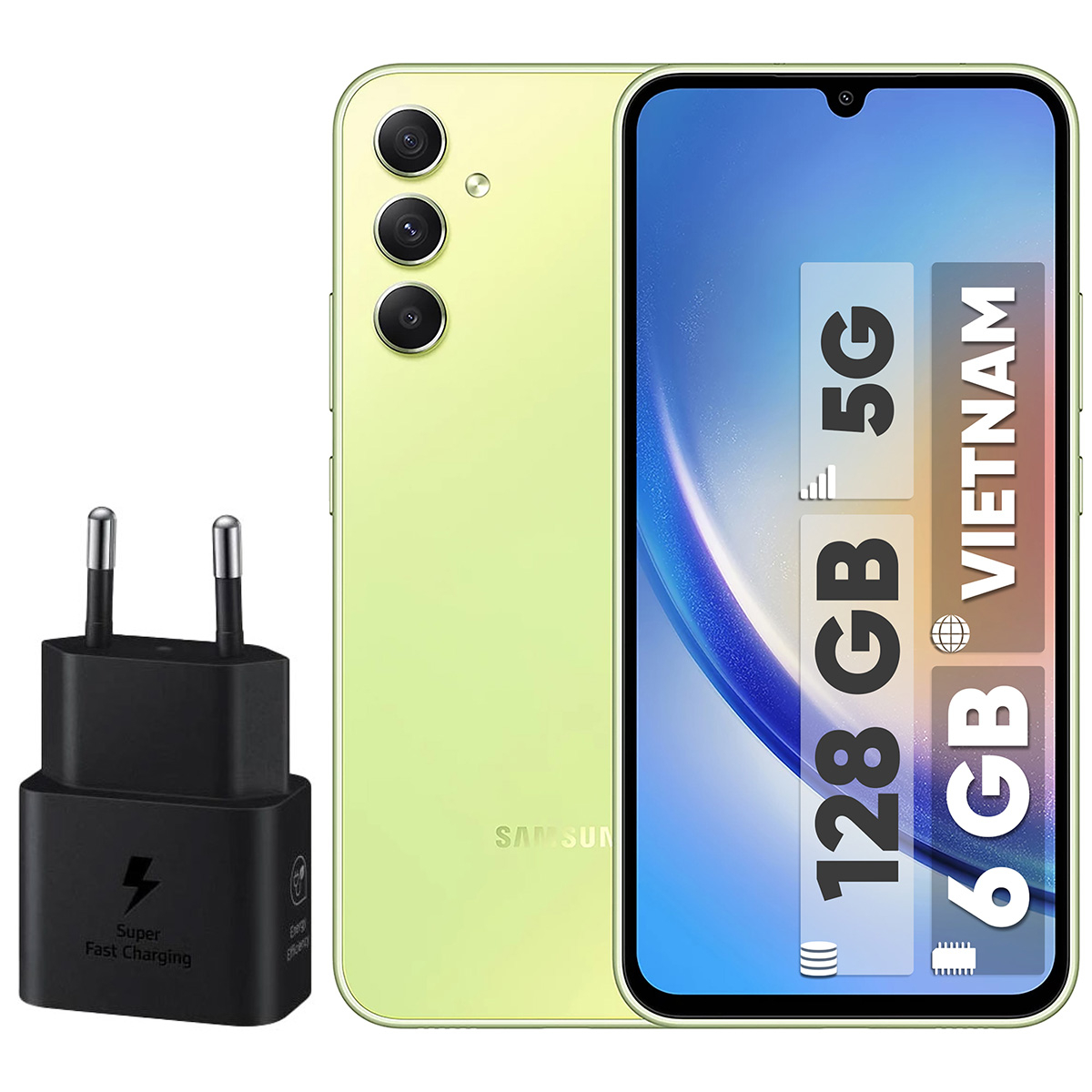 گوشی موبایل سامسونگ مدل Galaxy A34 5G دو سیم کارت ظرفیت 128 گیگابایت و رم 6 گیگابایت به همراه شارژر 25وات سامسونگ - ویتنام