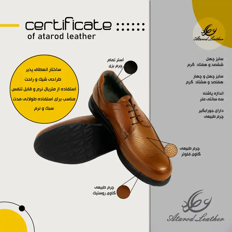 کفش طبی مردانه چرم عطارد مدل چرم طبیعی کد SH213