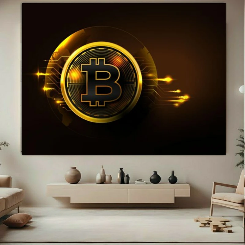 تابلو بوم طرح بیت کوین مدل ارز دیجیتال کد FP105079