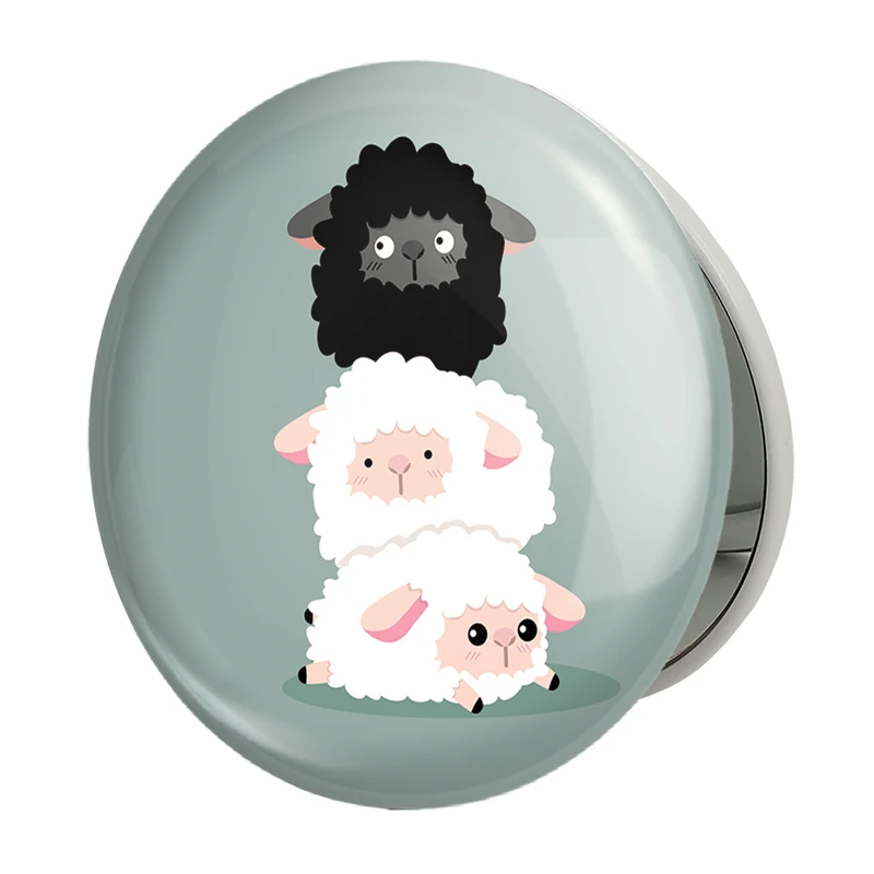 آینه جیبی خندالو طرح گوسفند بامزه مدل تاشو کد 29358