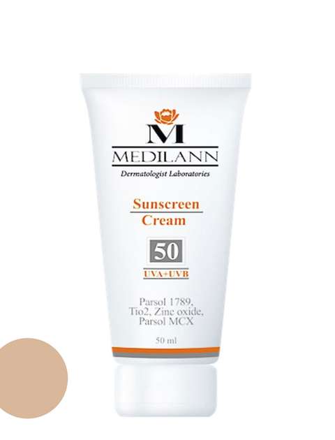 کرم ضد آفتاب رنگی مدیلن SPF50 مناسب پوست های خشک حجم 50 میلی لیتر