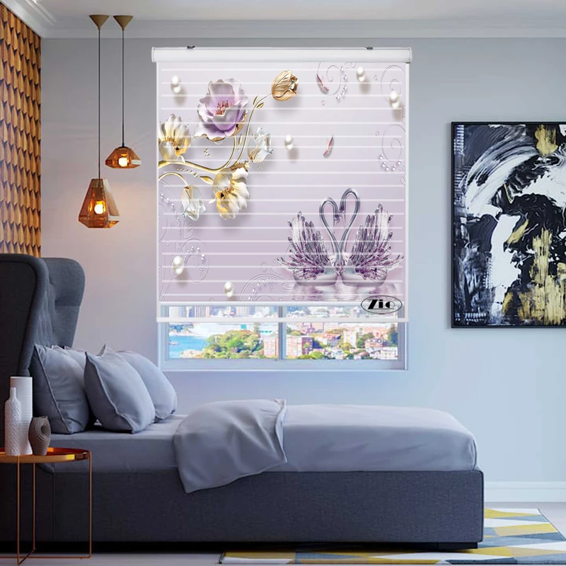 پرده زبرا زیو مدل سیلوئت کد 3D1183 سایز 150x150 سانتی متر