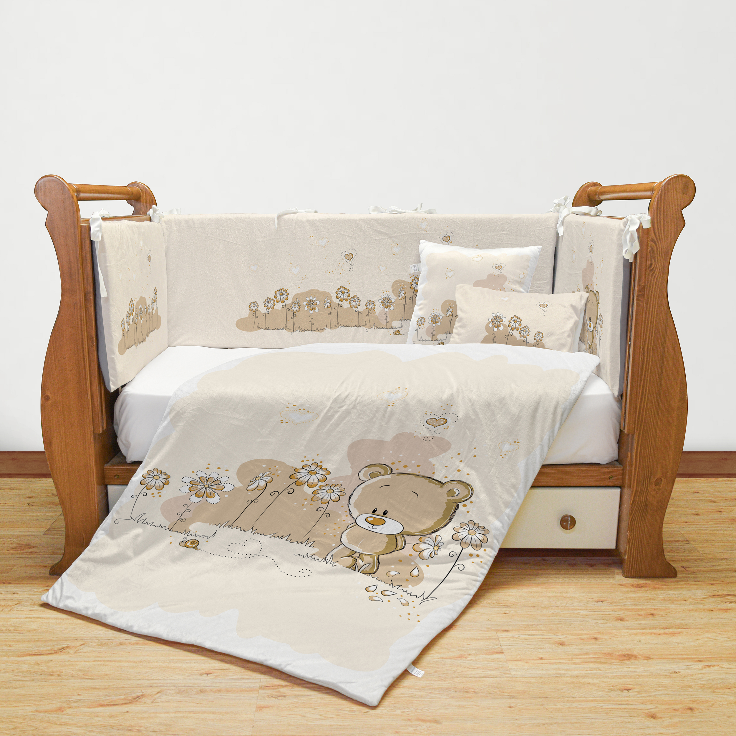 سرویس روتختی 7 تکه کودک مامزکیوتی مدل خرس وزنبور کرم SK13