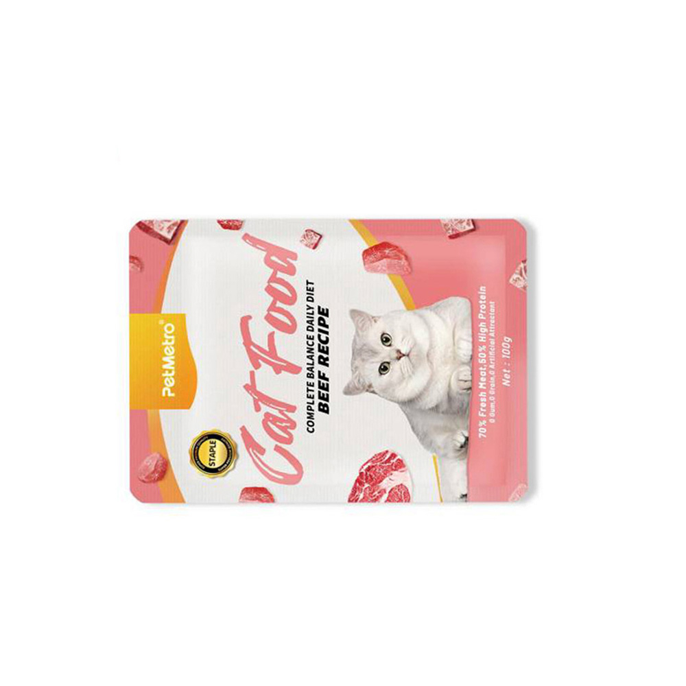 پوچ گربه پت مترو مدل کامپلیت بالانس طعم گوشت گوساله  وزن 100 گرم