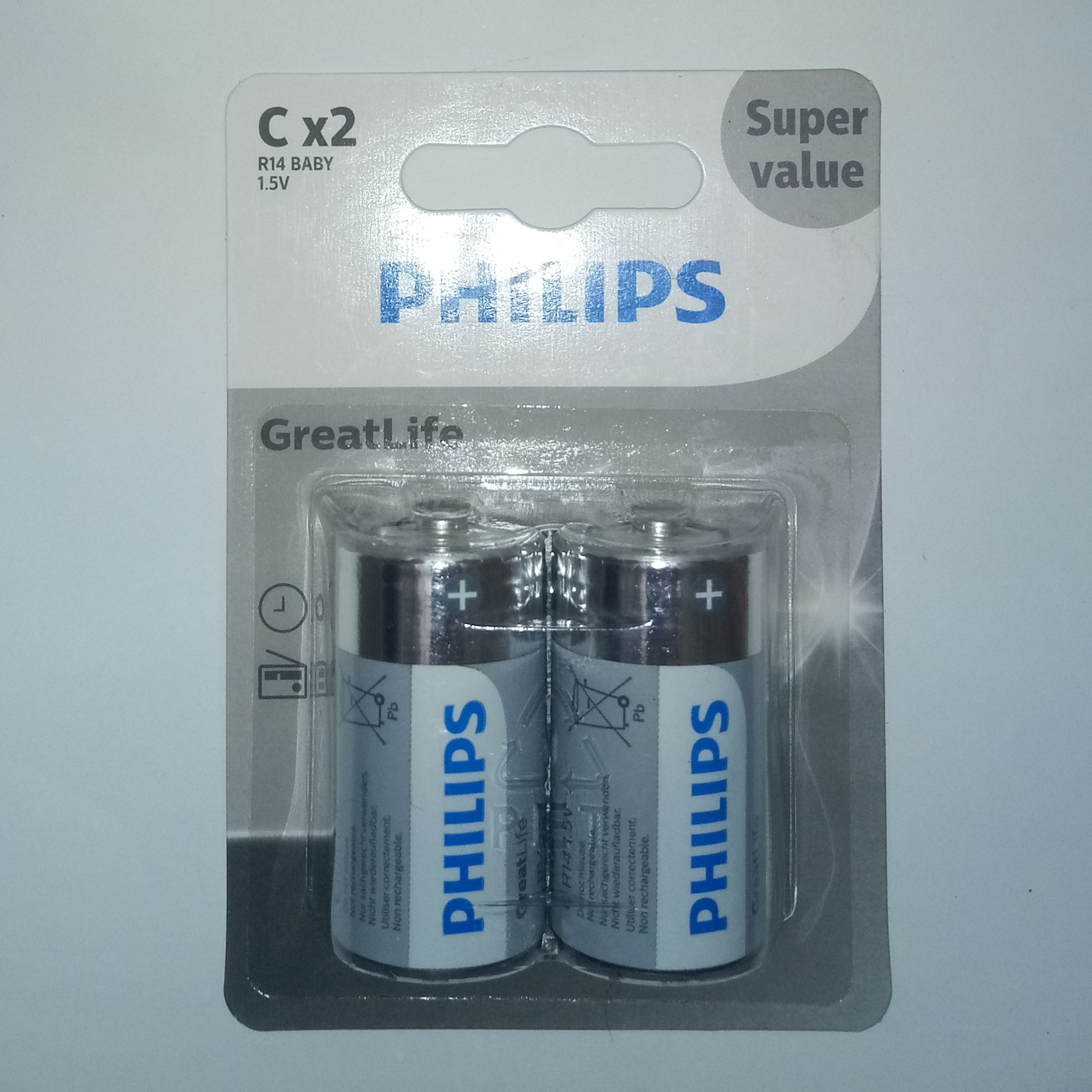 باتری متوسط C فیلیپس مدل گریت لایف بسته دو عددی