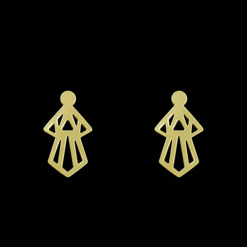 گوشواره طلا 18 عیار زنانه مدوپد مدل هندسی کد GA1-10203