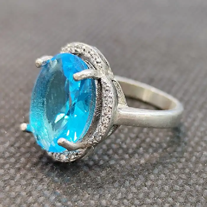 انگشتر نقره زنانه مدل سنگ توپاز کد 425