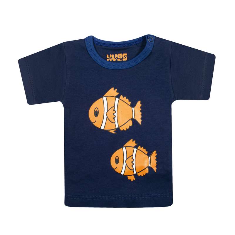 تی شرت آستین کوتاه نوزادی هاگز طرح Ocean کد HS64