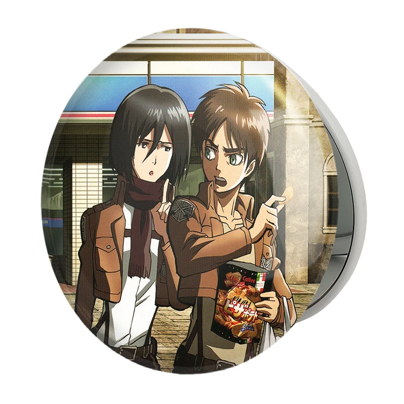 آینه جیبی خندالو طرح میکاسا و ارن انیمه اتک آن تایتان Attack on Titan مدل تاشو کد 11004 