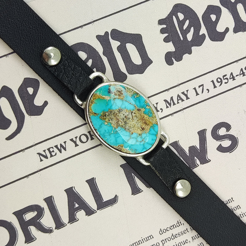 دستبند سلین کالا مدل فیروزه نیشابور اصل طرح چرم کد 158