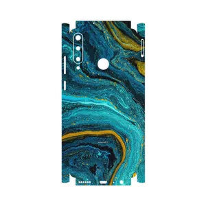 MAHOOT Turquoise marblewith golden streaks-FullSkin Cover Sticker for Huawei Y6p