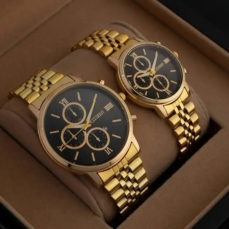 ست ساعت مچی عقربه ای زنانه و مردانه مدل استیل کد Cit01