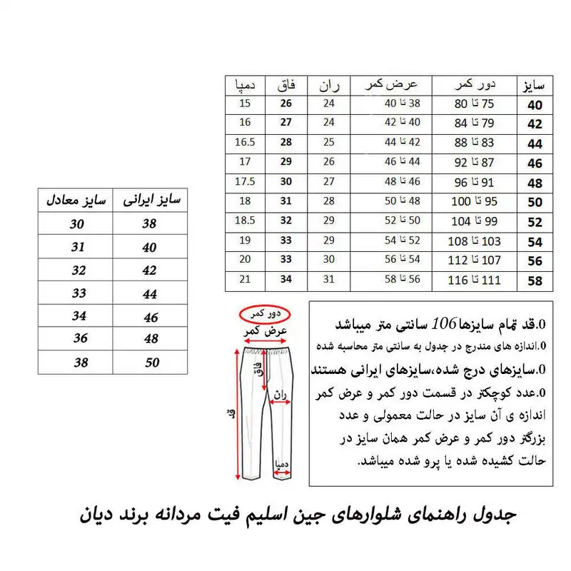 شلوار جین مردانه دیان مدل اسلیم فیت کد 0039