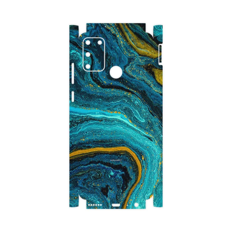 برچسب پوششی ماهوت مدل Turquoise marblewith golden streaks-FullSkin مناسب برای گوشی موبایل آنر 9A