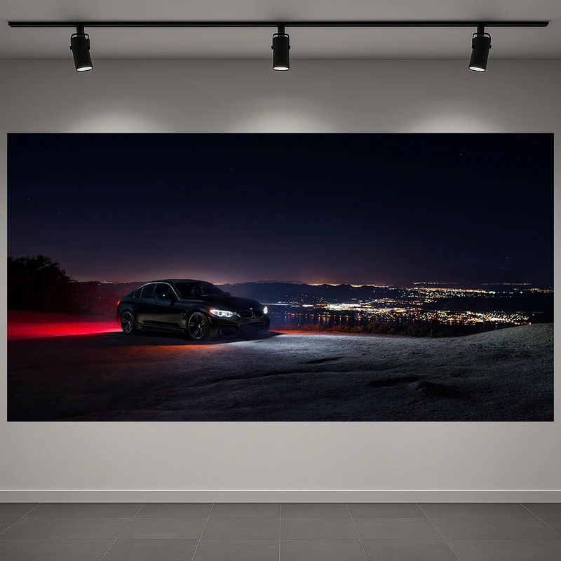 تابلو بوم طرح مخمل BMW مدل منظره شهر کد AR3060214