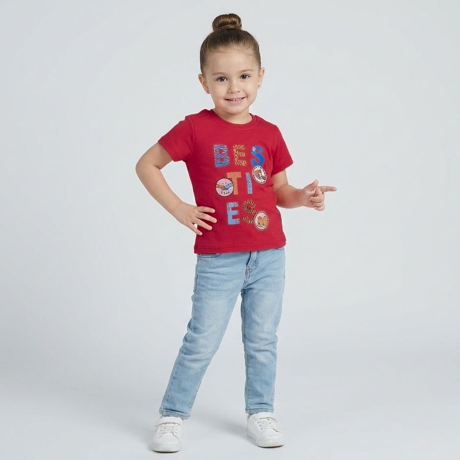 تی‌شرت آستین کوتاه دخترانه وان بای وان مدل سپهر