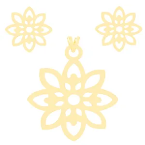 نیم ست طلا 18 عیار زنانه الن نار مدل گل 8067