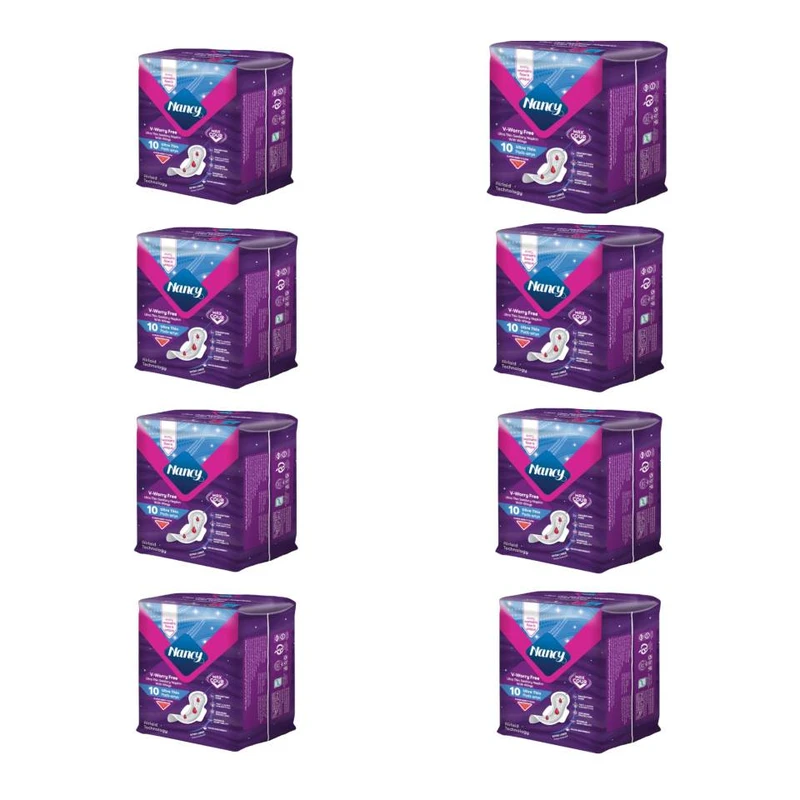  نوار بهداشتی نانسی مدل فلاف نازک سایز خیلی بزرگ هشت بسته 10 عددی