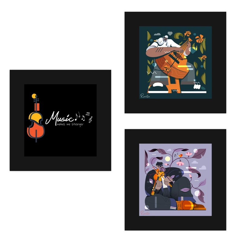 تابلو راویتا مدل موزیک مجموعه 3 عددی