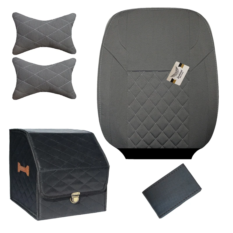 روکش صندلی خودرو سوشیانت مدل کاج مناسب برای پراید 111 به همراه پشت گردنی و باکس صندوق و دورفرمان