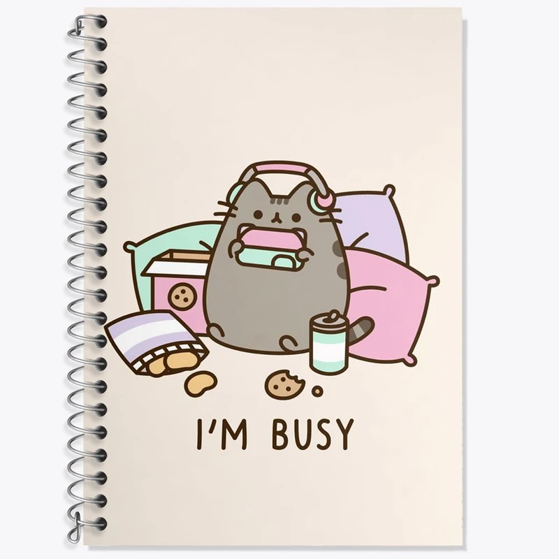 دفتر زبان 50 برگ خندالو مدل سه خط طرح پوشین گربه بامزه کد 26606