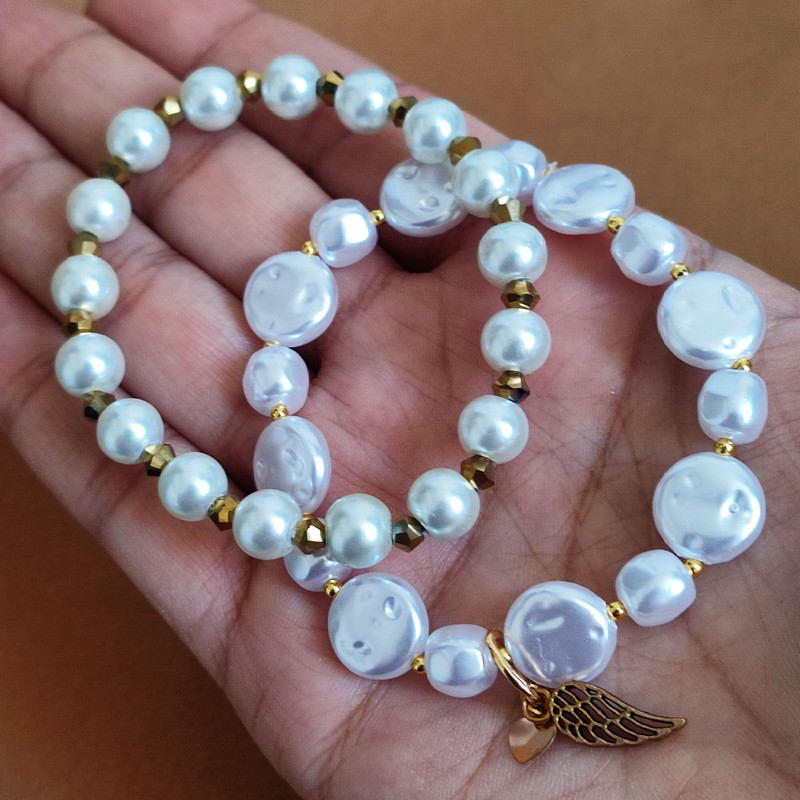 دستبند زنانه مدل مروارید مینیمال مجموعه 2 عددی