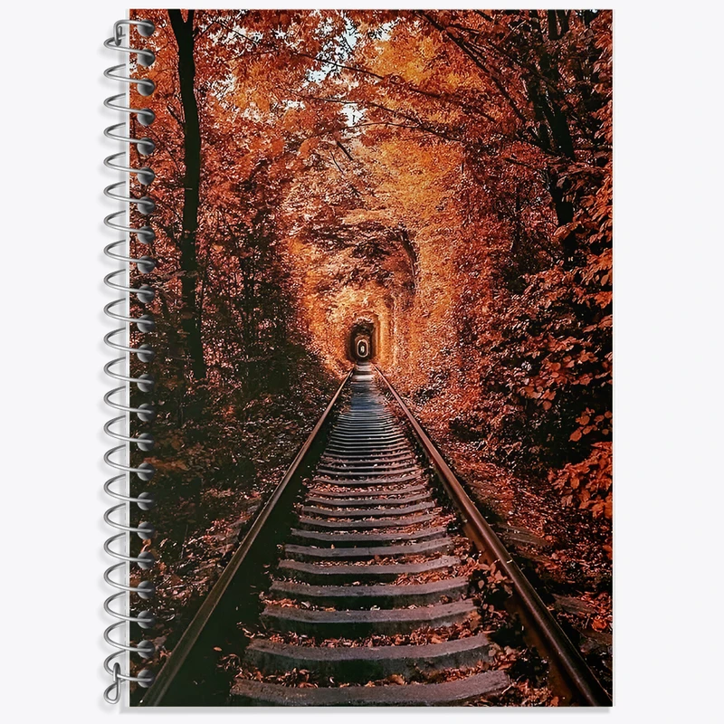 دفتر زبان 50 برگ خندالو مدل دو خط طرح جنگل پاییزی کد F7358