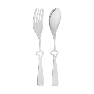 ست قاشق و چنگال کودک مدل قلب مجموعه 2 عددی