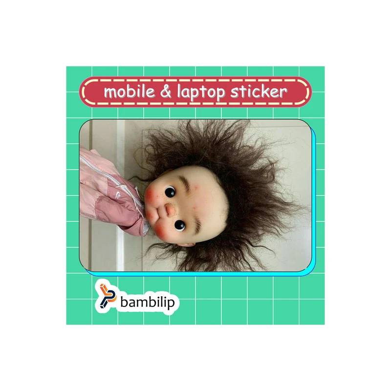 استیکر بامبیلیپ مدل کارت عابر طرح دختر لپ قرمزی مو کرکی کد 5828822