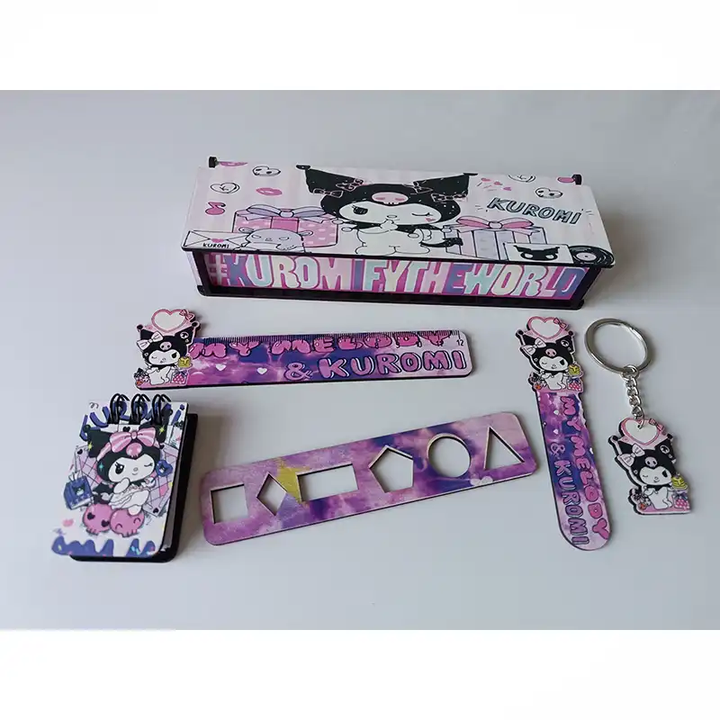 بسته لوازم تحریر مدل چوبی کرومی مجموعه 6 عددی