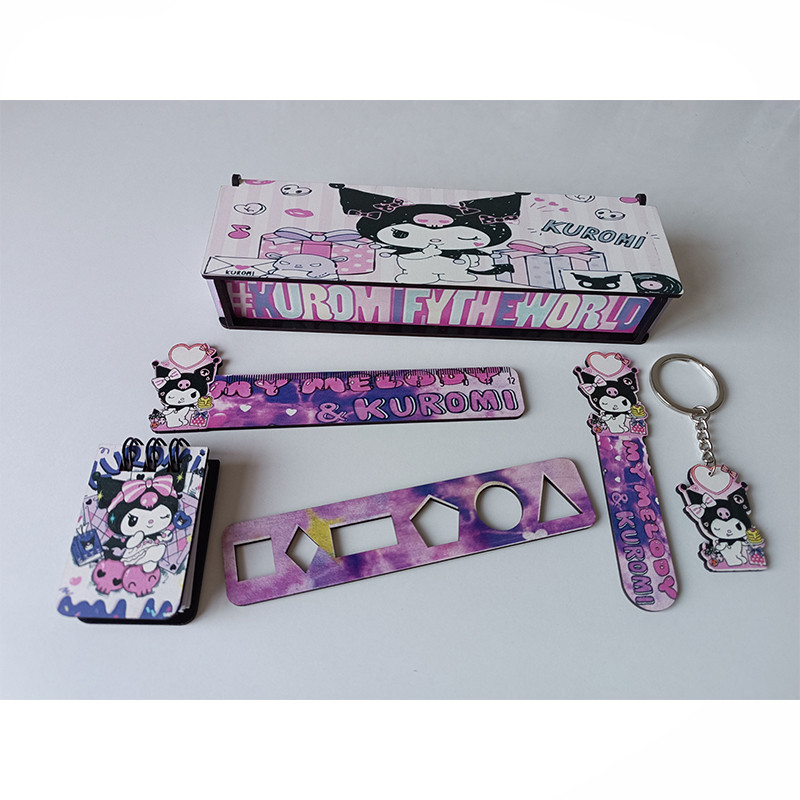 بسته لوازم تحریر مدل چوبی کرومی مجموعه 6 عددی