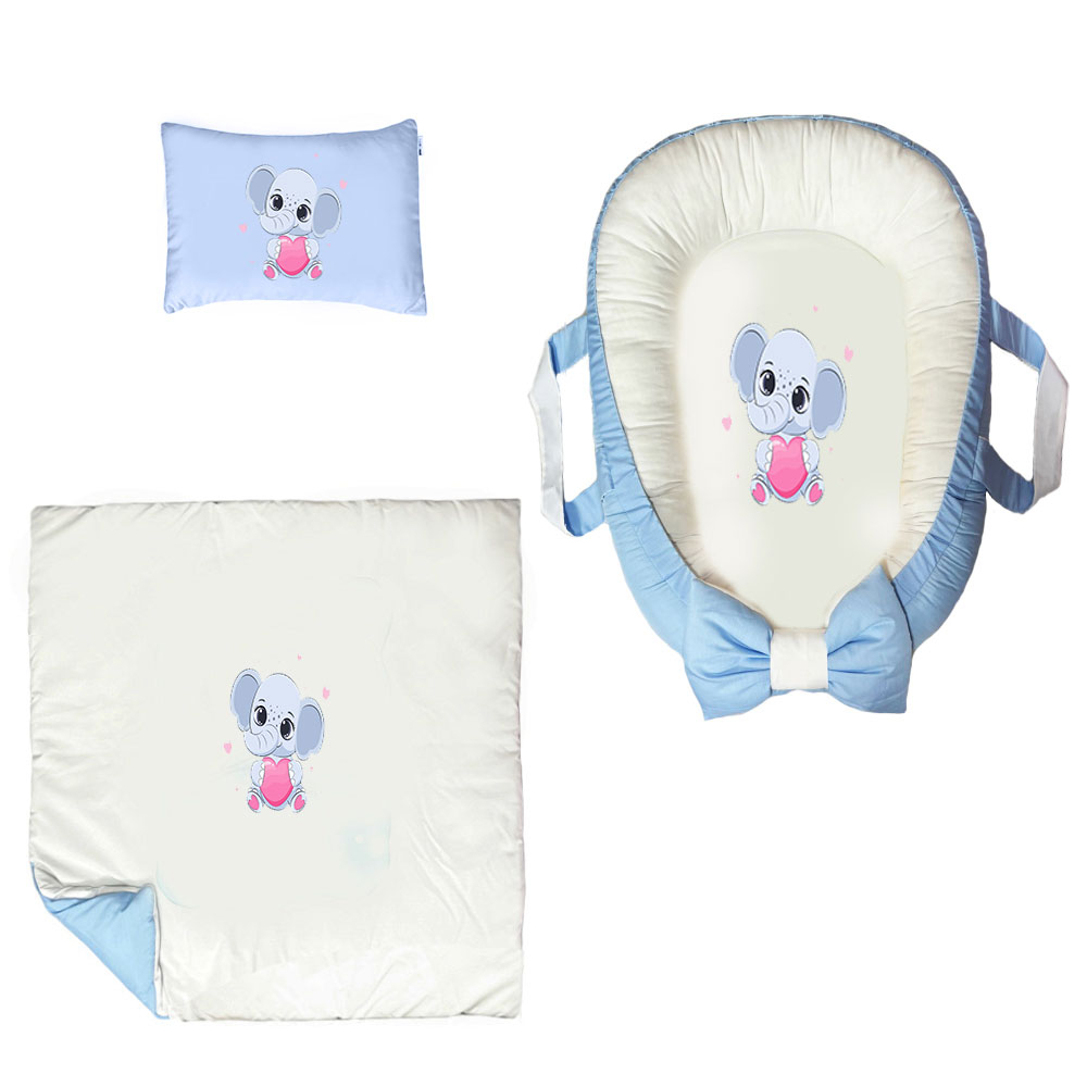 سرویس خواب سه تکه نوزاد ناریکو مدل گارد محافظ دار طرح فیل کوچولو کد 0151