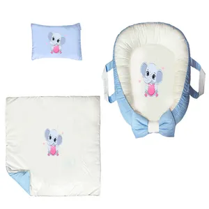 سرویس خواب سه تکه نوزاد ناریکو مدل گارد محافظ دار طرح فیل کوچولو کد 0151