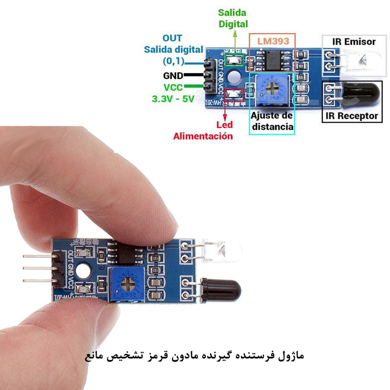 کیت آموزش الکترونیک مهندسیکا مدل ماژول تشخیص مانع مادون قرمز IR-FC51