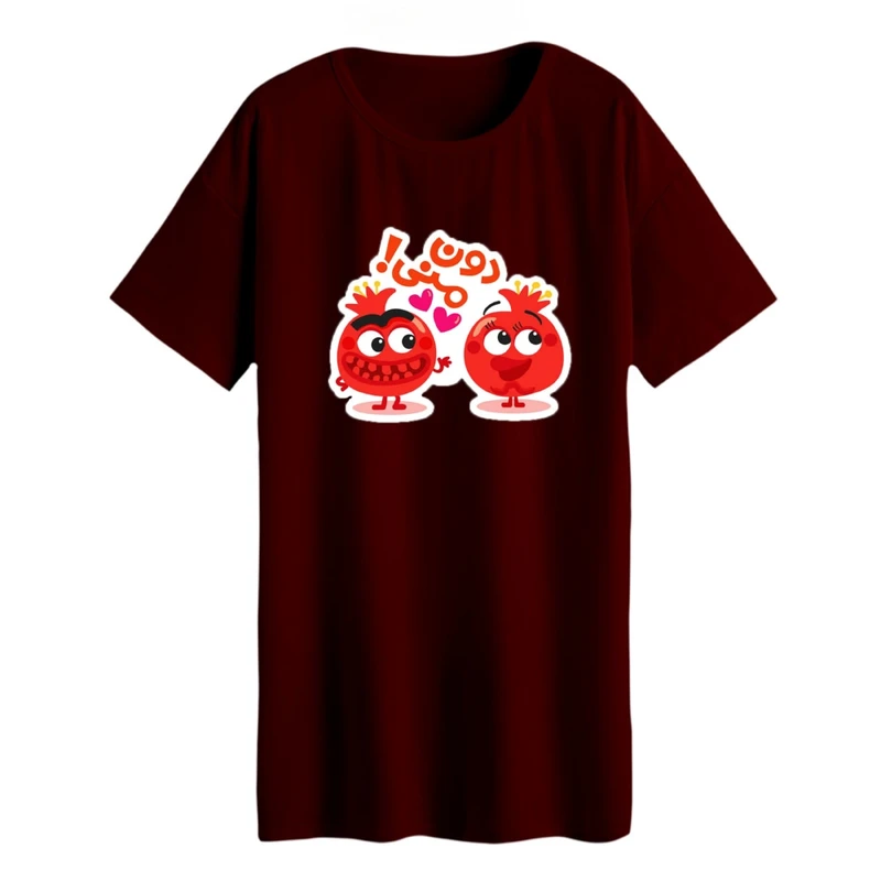 تی شرت لانگ آستین کوتاه زنانه مدل انار یلدایی کد 2