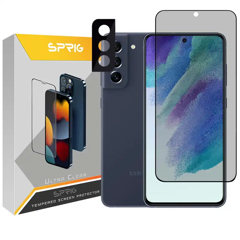 محافظ لنز دوربین اسپریگ مدل 3D-Privacy مناسب برای گوشی موبایل سامسونگ Galaxy S21 Fe 5G به همراه محافظ صفحه نمایش گوشی